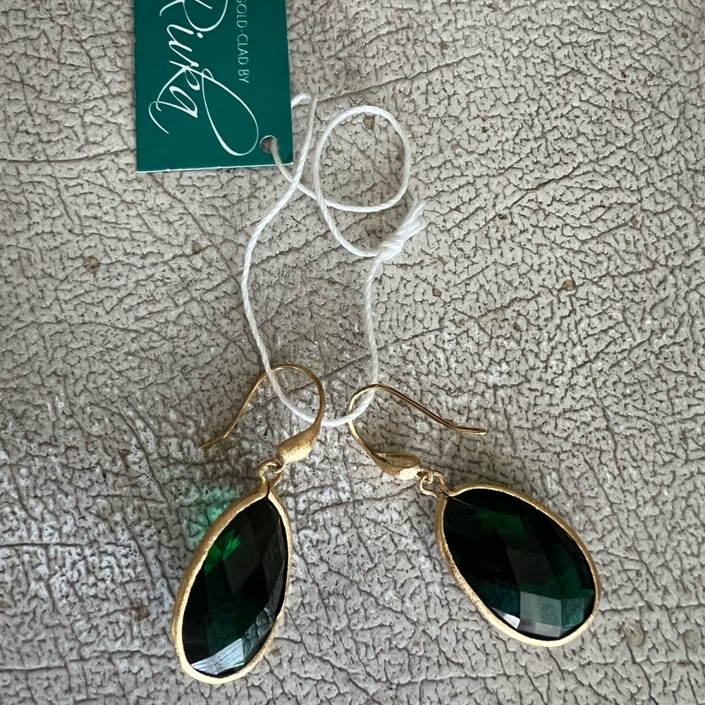 Rivka Friedman Emerald Crystal 18K Gold Clad Earrings